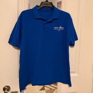 Grey Goose Vodka Polo Shirt Blue Embroidered Logo Men’s Large